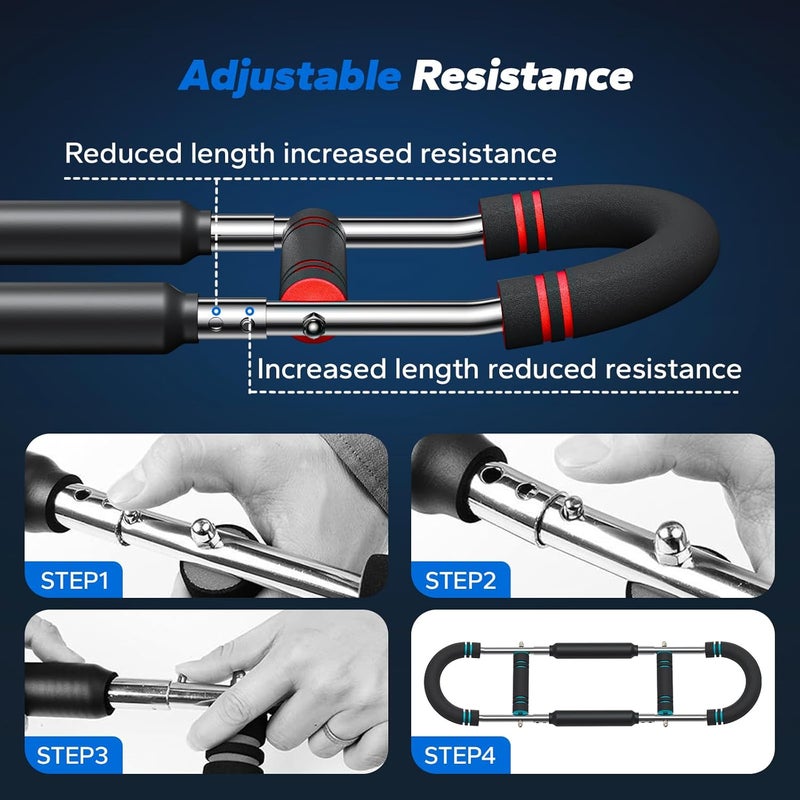 Merach Twister Arm Trainer, Adjustable Power Twister Bar, Chest Workout Equipment for Men, Portable Upper Body Workout Machine, Detachable Spring Resistance Home Fitness Equipment - Image 5